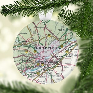 Philadelphia Gift, Map Ornament, Gift under 5, Philadelphia Christmas Gift, Philadelphia Christmas Ornament, Map Christmas