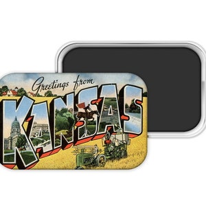 Kansas , Kansas Magnet, Kansas Wedding Favor, Kansas Souvenir, Kansas  Postcard Magnet, Kansas  Gift, Kansas Christmas Gift, Kansas Santa