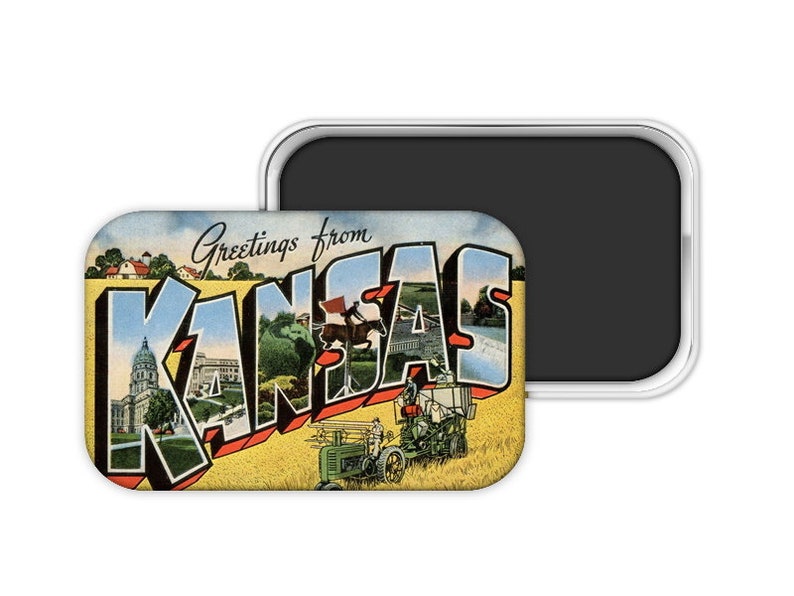 Kansas Souvenir Kansas Kansas Wedding Favor Kansas Santa Kansas Postcard Magnet Kansas Gift Kansas Magnet Kansas Christmas Gift