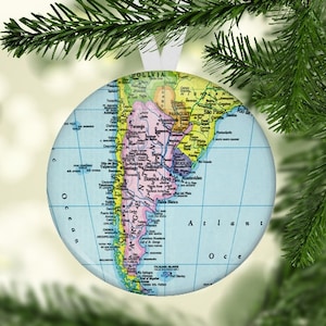 South American Christmas Ornament, Gift under 5, South American Christmas Gift, Map Ornament, South American Christmas Ornament,