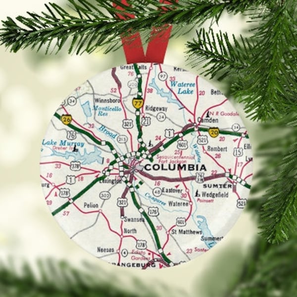 Columbia Map Ornament, Map Ornament, Gift under 5, Columbia Map Christmas Gift, Columbia Christmas Ornament, Columbia Map, Ornament