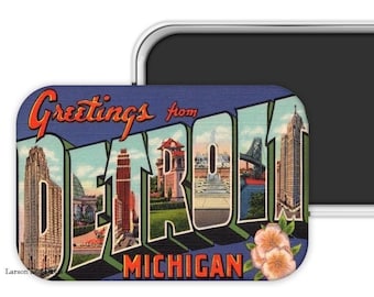 Detroit Michigan Magnet, Detroit Michigan Souvenir, Michigan Gift, Michigan Wedding Favor, Detroit Michigan