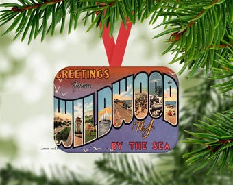 Wildwood Ornament, New Jersey Christmas Ornament, Wildwood Souvenir Ornament, New Jersey Wedding Favor, Wildwood New Jersey