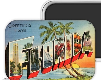 Florida Gift, Florida Magnet, Florida Wedding Favor, Florida Souvenir, Florida Postcard Magnet, Florida Magnet, Refrigerator Magnet