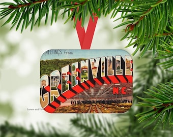 Greenville Ornament, Greenville Christmas Ornament, Greenville Souvenir Christmas Ornament, Greenville North Carolina Ornament