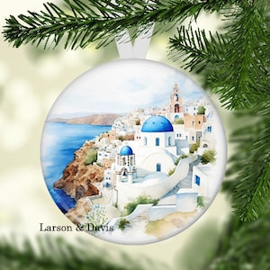 Santorini Greece Christmas Ornament, Greece Christmas Gift, Greece Gift, Santorini Christmas Ornament, Santorini Gift, Santorini Travel Tree