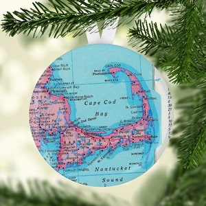 Cape Cod Gift, Cape Cod Map Ornament, Cape Cod Christmas Gift, Cape Cod Christmas Ornament