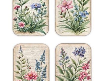 Set of 4 Refrigerator Magnets, Magnets, Magnet Gift, 2 x 3 Magnets, Flower Magnets, Housewarming Gift