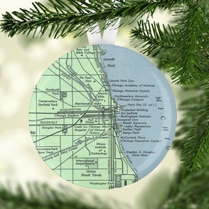 Chicago Gift, Chicago Ornament, Gift under 5, Chicago Christmas Gift, Chicago Christmas Ornament, Chicago Map Christmas Ornament