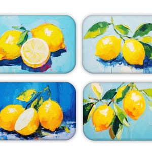 Set of 4 Refrigerator Magnets, Lemon Magnets, Magnet Gift, 2 x 3 Magnets, Kitchen Magnets, Housewarming Gift, Lemon Refrigerator Magnets