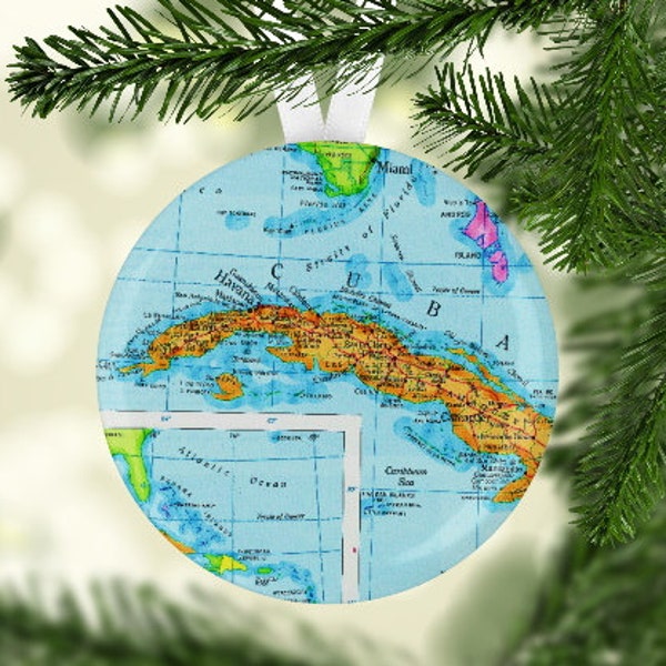 Cuba Ornament, Cuba Christmas Ornament, Cuba Gift, Cuba Magnet, Map Ornament