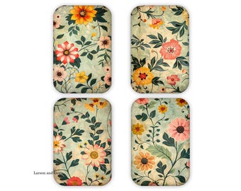 Set of 4 Refrigerator Magnets, Magnets, Magnet Gift, 2 x 3 Magnets, Flower Magnets, Housewarming Gift, Flower Refrigerator Magnets, Kitchen