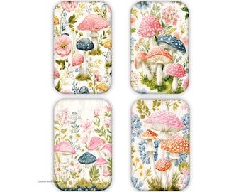 Mushroom Magnets, Set of 4 Magnets, Flower Magnets
