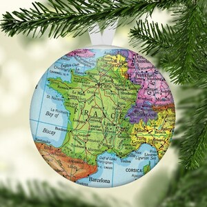 France Christmas Ornament, France Christmas Gift, France Map Ornament, France Gift, Map of France