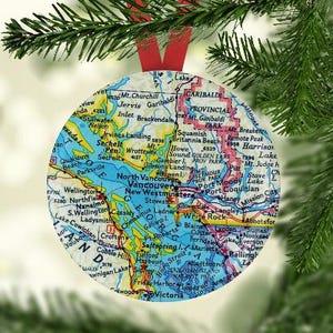 Vancouver Christmas Ornament, Vancouver Ornament, Vancouver Gift, Vancouver Canada, Canada Ornament, Map of Canada