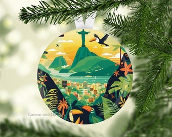 Christ The Redeemer Ornament, Rio de Janeiro Ornament, Brazil Christmas Ornament, Landmark Ornament, Rio de Janeiro Ornament, Brazil Gift