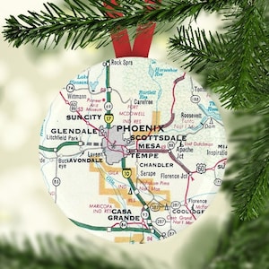 Phoenix Christmas Ornament, Phoenix Ornament, Gift under 5, Phoenix Wedding Favor, Phoenix Map