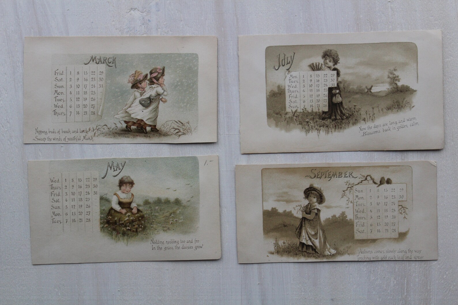 Victorian Calendar Girls Victorian Style Illustration Etsy
