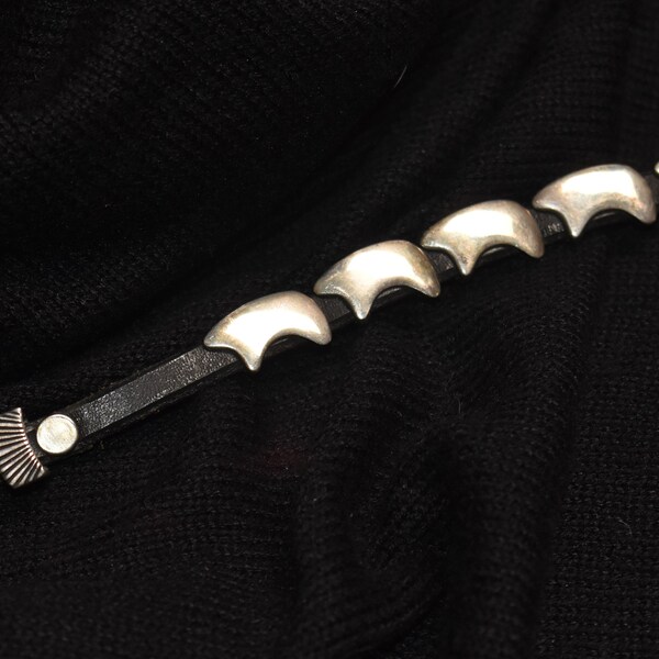 The Golden Bear Vail Colorado leather and sterling silver concho bracelet