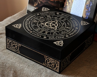 Witch box storage. Big Wicca Box - Wiccan Calendar. Stash box. Box for jewelry. organizer box. Gothic jewelry box