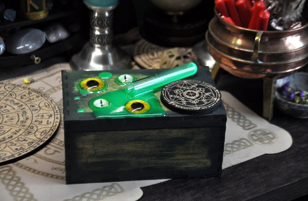 Alchemist Box Alchemy Box With Glass Vial Four Eyes. Box for Tarot Cards, Tea or Your ...