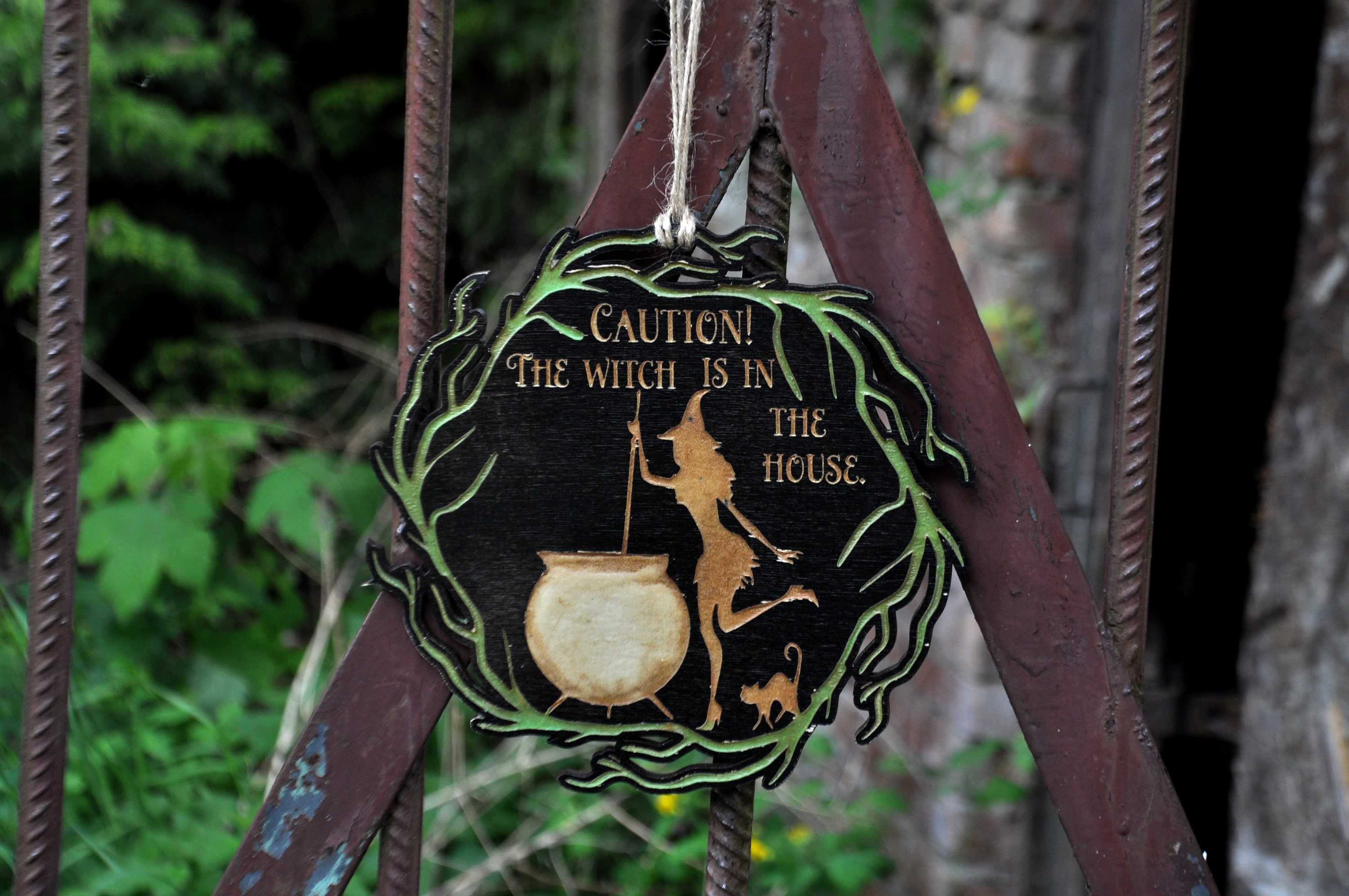 Funny door sign Witch Caution Sign The witch is in. | Etsy