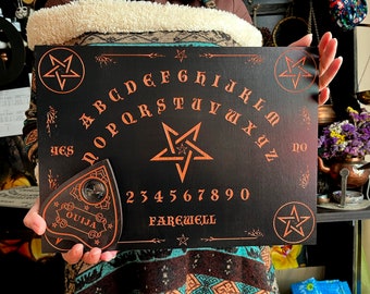 Wooden Ouija board. Occult game board for divination. Witchy homewares occult decoration