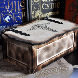 Caduceus. Medicine box. Wooden box for storage. Box for herbs. Box for crystals image 8