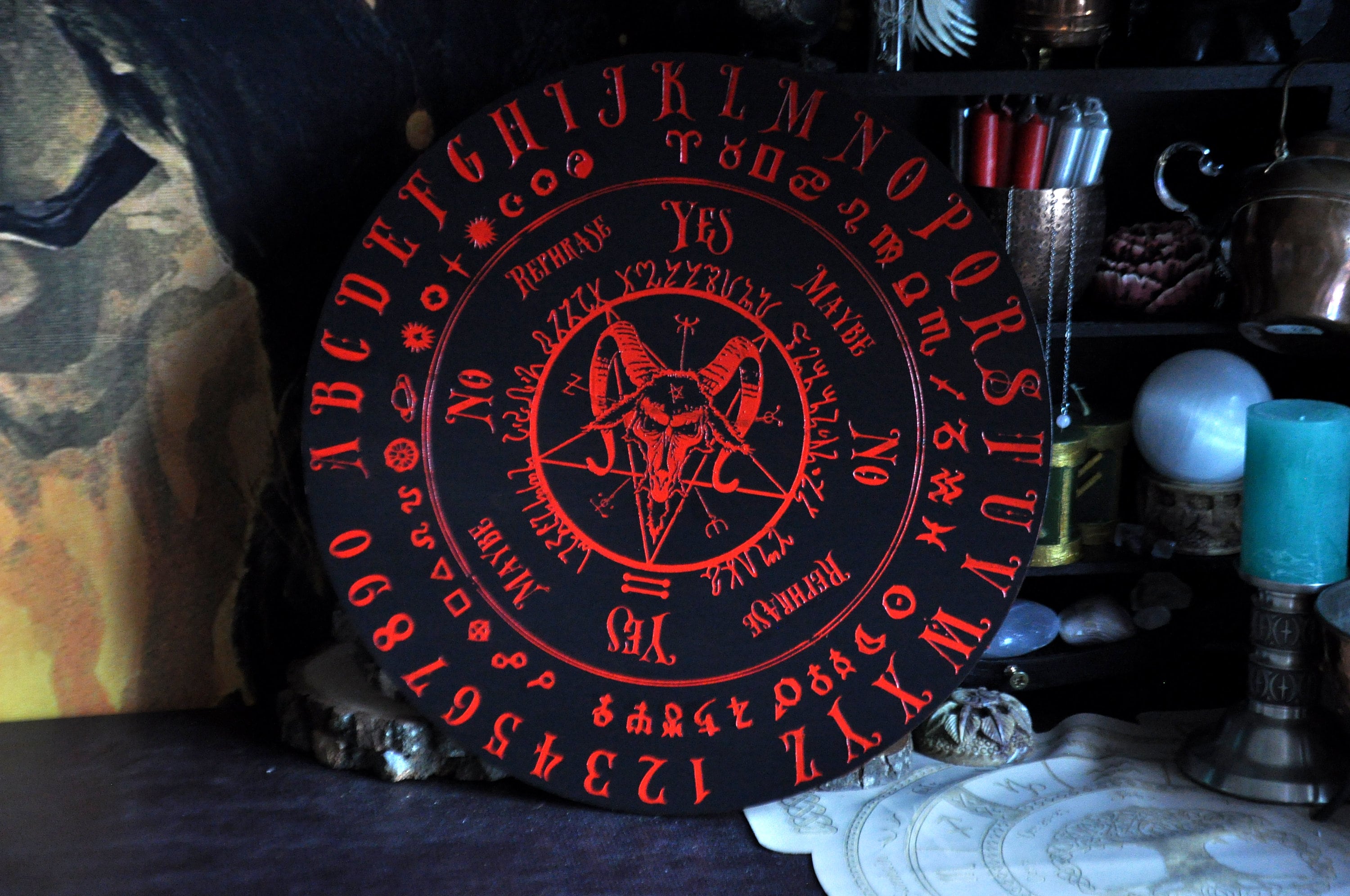 Acheter Planche pendule de 12 pouces-planche en bois de Divination noire- planche magique gravée planche Ouija pour méta de Divination