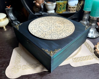 Wood box Green Witch Secrets. Box for crystal storage. Jewelery Box. wooden storage box. Organizer for crafts