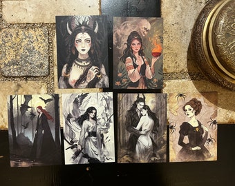 Witch Postcards - Set of 6 - Everyday Witch. Magical witchy postcards, forest dark fantasy