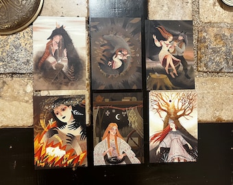 Slavic witch Postcards - Set of 6 - Vasilisa. Magical witchy postcards, slavic fantasy