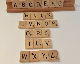 Individual Vintage Scrabble Tiles - Smoothed Edges - Stamped Characters