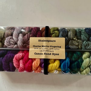 Boxed Set 24 Mini Skeins Shakespeare Inspired Charles Merino Fingering by Canon Hand Dyes