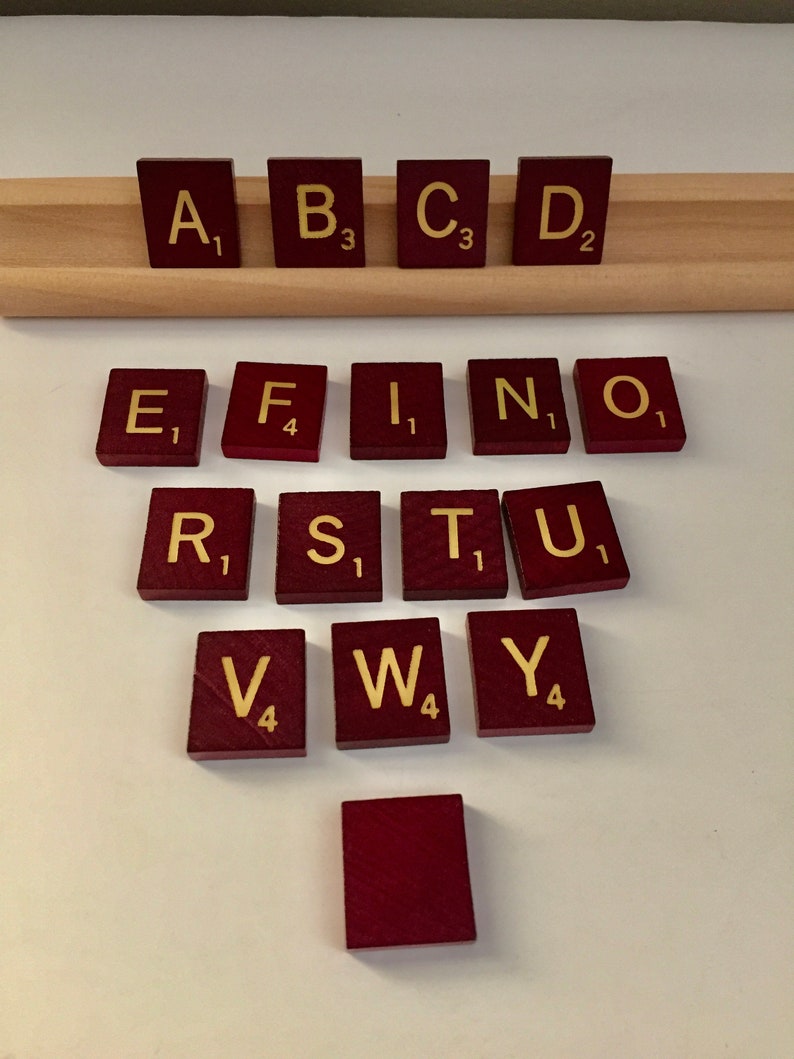 Square Edges Stamped Characters Maroon Individual Scrabble Tiles
