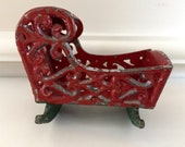 Vintage Hooded Cast Iron Toy Cradle - Reproduction of 1890s Toy Dollhouse Furniture - Roccoco Revival