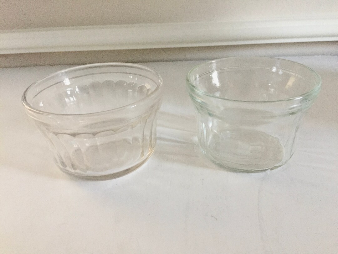 Pair of Ribbed Clear Glass Ramekins / Custard Cups Etsy