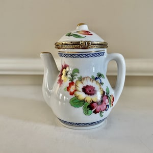Ceramic Teapot Trinket Box - Hinged Lid