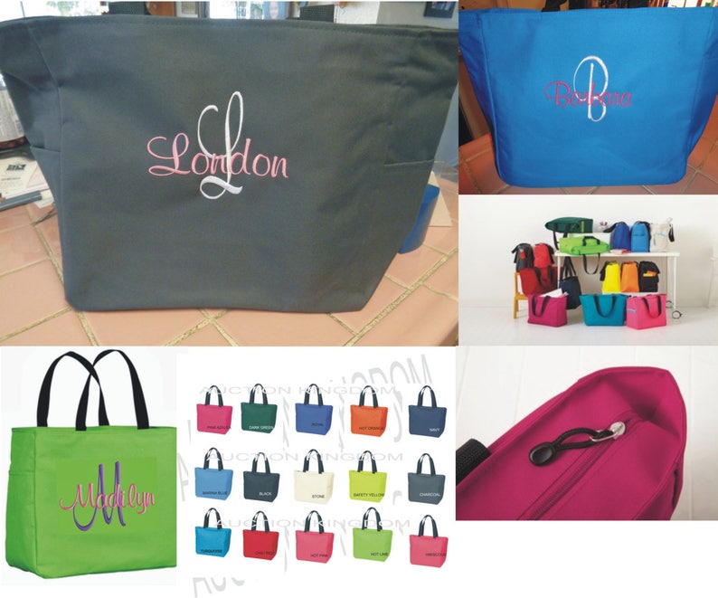 Personalized Tote Bag Monogram Bride Bridesmaid Gift Wedding Teacher Curlz Font