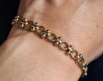 Pulsera de cadena gruesa de latón: joyería vintage art déco