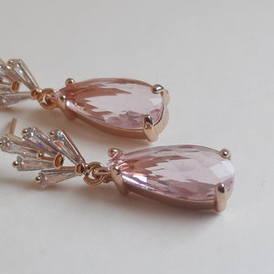 Blush Art Deco Earrings. Blush Teardrop Earrings. Pink Teardrop Earrings. Blush Earrings. Wedding Earrings. Earrings For Women. Gift Idea