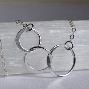 Dainty Three Interlocking Circles Necklace: Sterling Silver Necklace