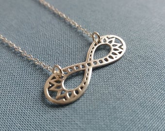 Sterling Silver Infinity Necklace. Infinity Charm. Filigree Infinity Pendant. Layering Layered. Gift for Girlfriend