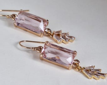 Pendientes de cristal Art Déco ruborizados: joyas nupciales de los años 20