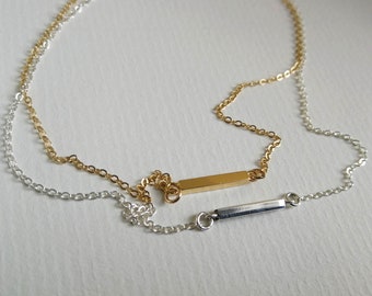 Small Bar Necklace, Dash Necklace, Dainty Delicate, Minimalist Necklace, Geometric Necklace, Gold Bar Necklace, Silver Bar Necklace