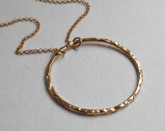 Gold Circle Necklace, Gold Karma Necklace, Large Circle Necklace, Vermeil Circle Necklace, Eternity Necklace, Minimalist Geometric Jewelry