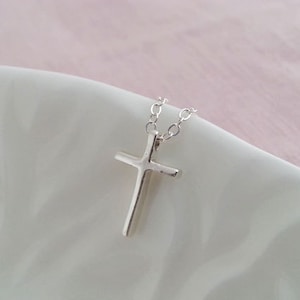 Cross Necklace, Sterling Silver Cross Necklace, Tiny Cross Pendant, Silver Small Cross Charm, Dainty Delicate Everyday Minimalist image 4