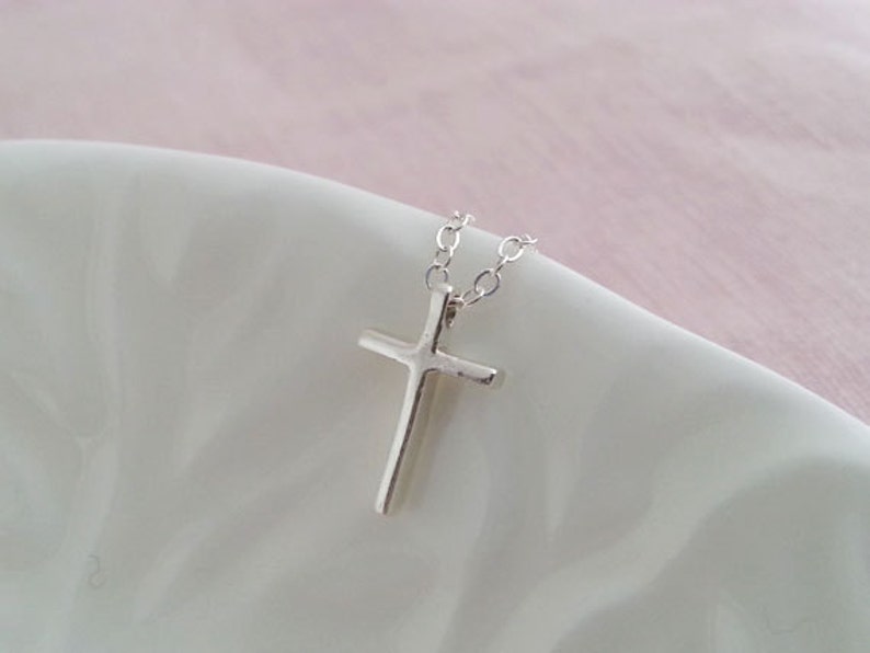 Cross Necklace, Sterling Silver Cross Necklace, Tiny Cross Pendant, Silver Small Cross Charm, Dainty Delicate Everyday Minimalist image 4