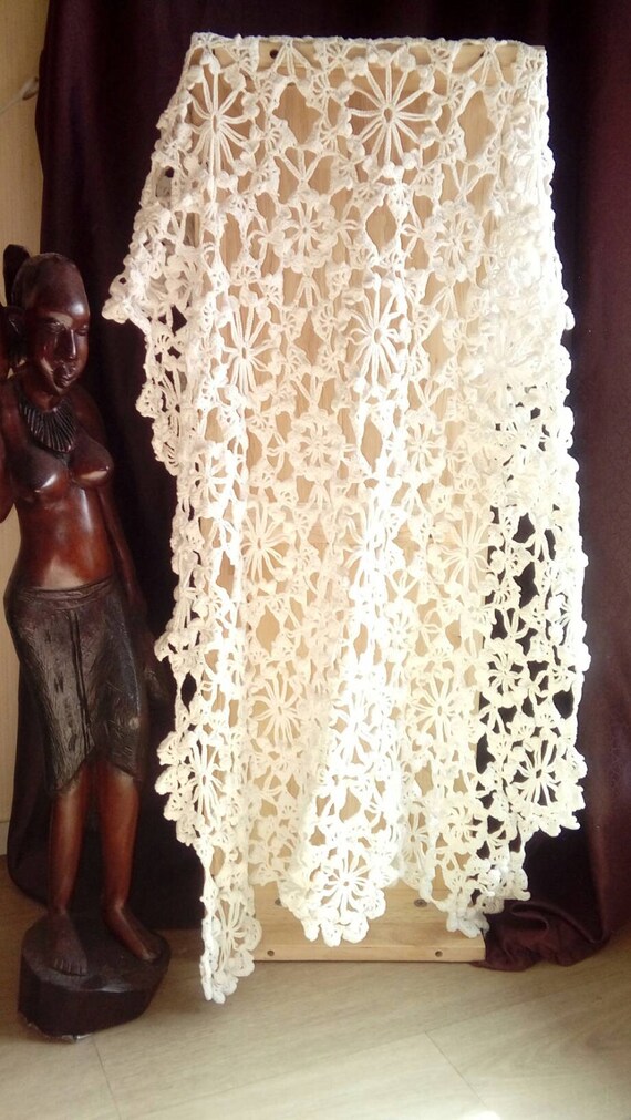 Grand et ancien napperon blanc , rideau, napperon en coton ... Grand et ancien napperon blanc , rideau, napperon en coton ...