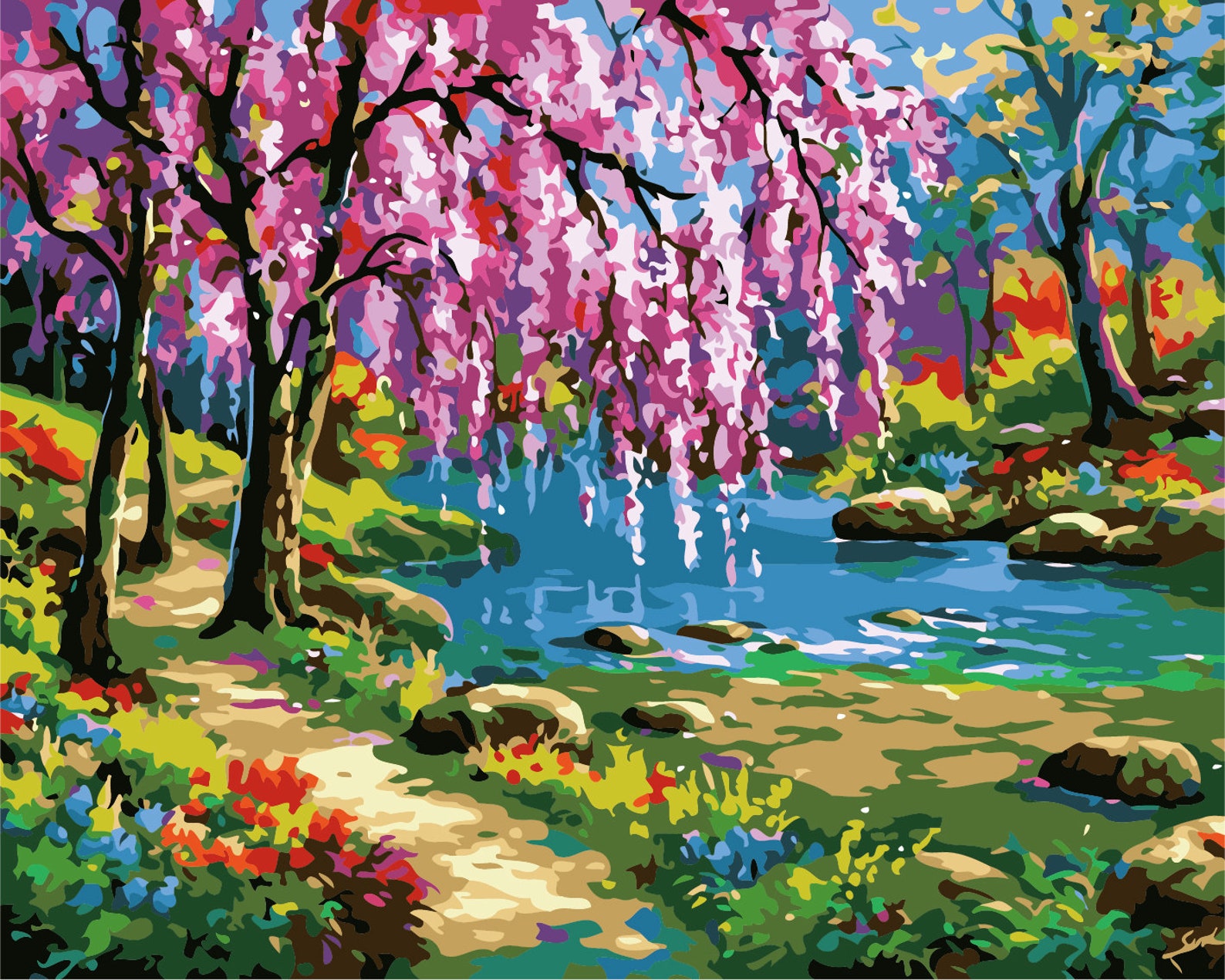 Framed Paint by Numbers for Adults and Kids DIY Oil Painting Gift Kit Preprinted Canvas Art
